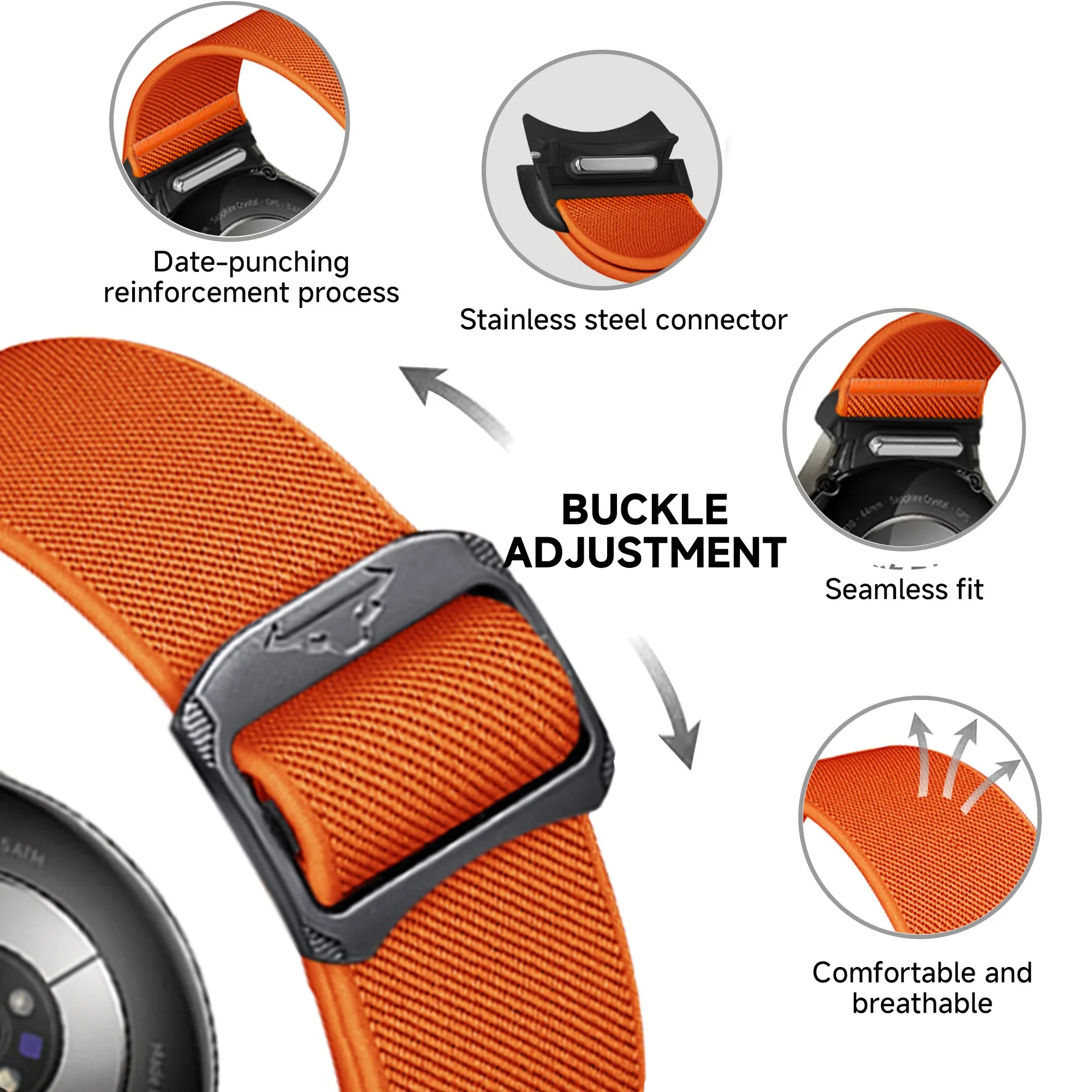 No Gaps Band For Samsung Galaxy Watch 7 6 5 4 40mm 44mm/5 pro 45mm Elastic Nylon Bracelet Galaxy watch 6 classic 47mm 43mm strap