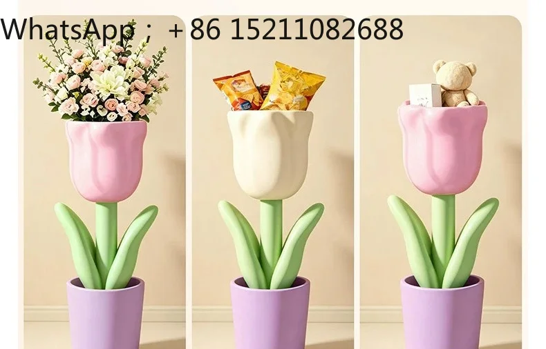 SCY Home Furnishing Tulip Floor-to-ceiling Vase Ornament Next to Living Room TV Cabinet Ornament Opening Gift