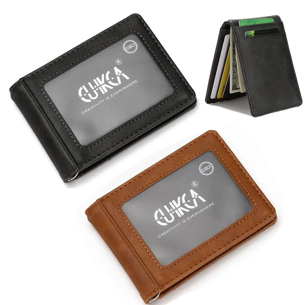 Mini PULeather Short Wallet Ultra-thin Card Holder Male Purse Money Clips Anti theft Swipe Credit Card Case Men