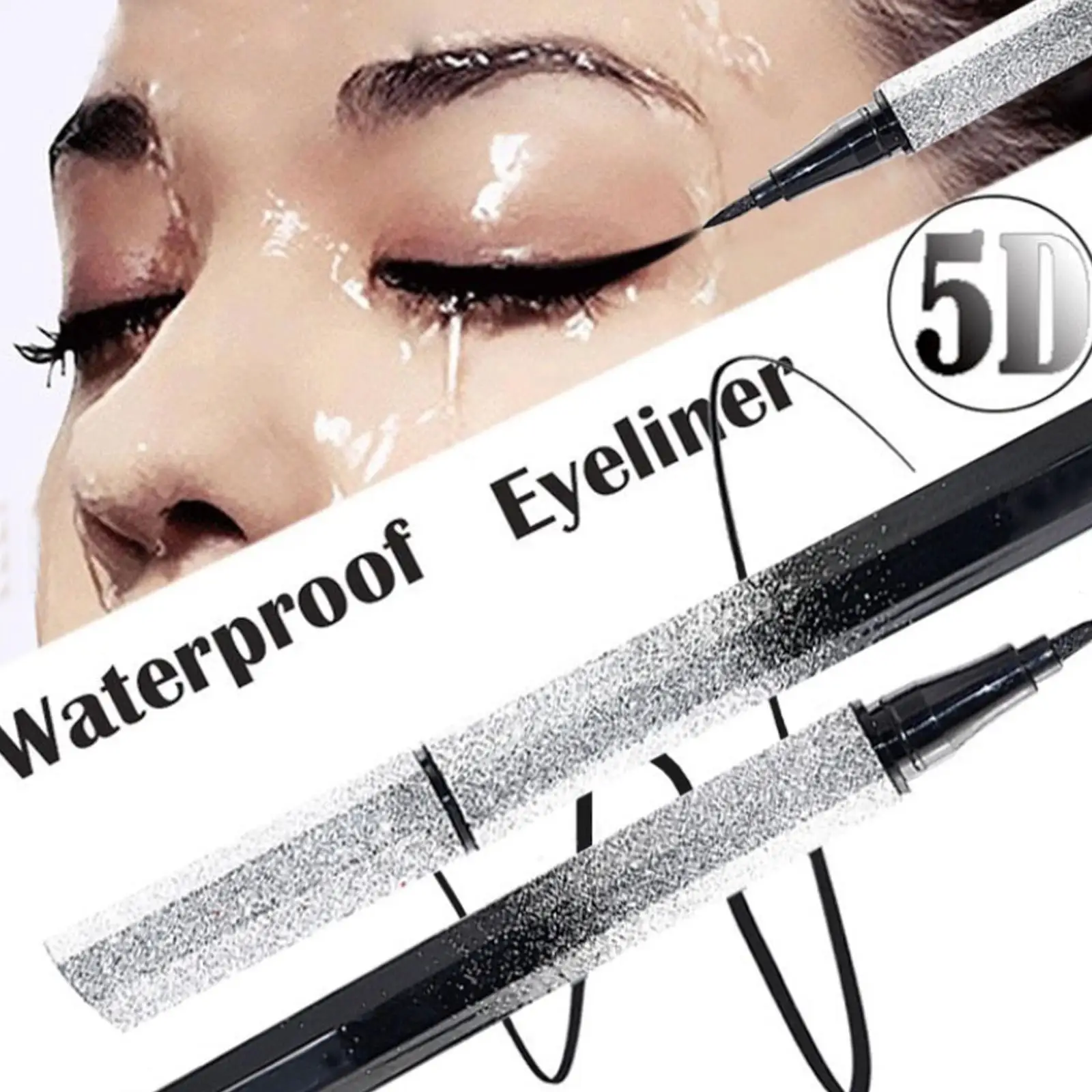 DIY Rotate Eyeliner Stamp Integrated Black Brown Dual-Tip Eyeliner Wing Stencil Waterproof Smudge-Proof Long Lasting Liquid Pen