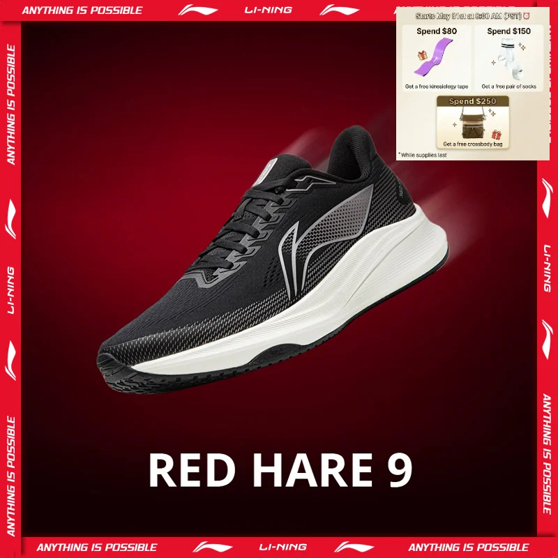 Li-Ning Men's RED HARE 9 Racing Running Shoes LIGHT FOAM ULTRA Breathable Durability Anti-slip LiNing Training Sneakers ARPW003