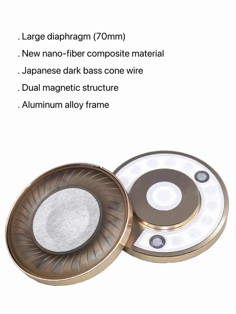 Komposit-Biofilm-Nanofaser-Dual-Magnet-Kopfbügel-Over-Ear-Dynamik-Kopfhörer mit hochauflösendem Audiophiler 70-mm-Lautsprecher. – Detail 1