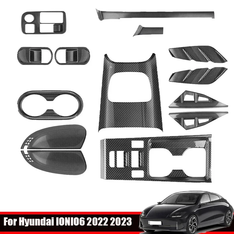 ABS carbon fiber look For Hyundai Aini Krypton IONIQ6 IONIQ 6 2022+headlight window lift swtich front water cup gear shift panle