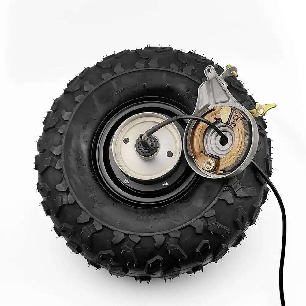 Motor de cubo escovado 14,5 350W com pneus 145/70-6 para scooter ou carrinho de mão, kit de freio de tambor 24V 350W