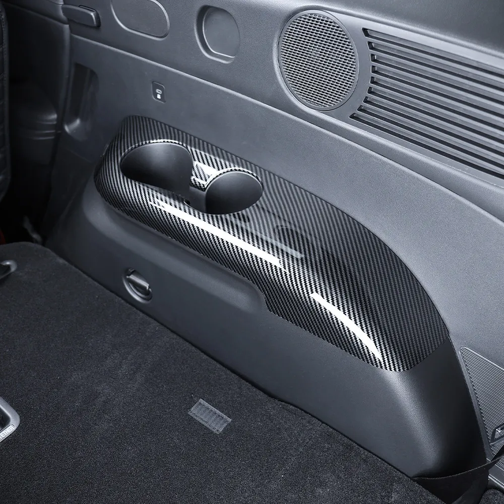 For Hyundai Palisade LX3 2026 3rd Row Cup Holder Trim Cover, Realistic Carbon Fiber & Wood Grain Interior Overlay