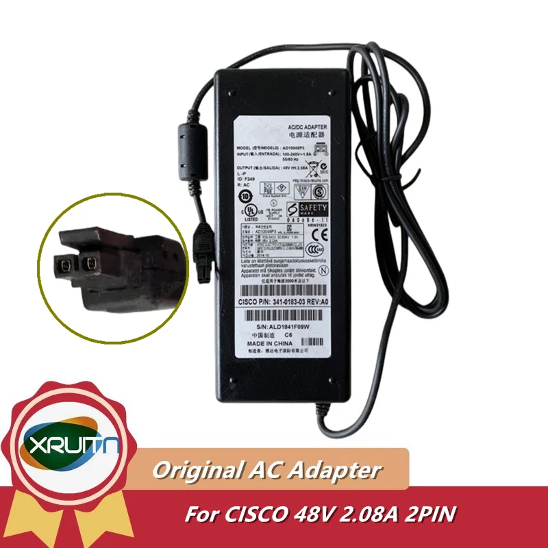 Used Genuine AD10048P3 48V 2.08A AC Adapter Charger For CISCO ASA5505 Wlc2106 Wlc2112 Firewall Power Supply ​341-0183-PWR-5505