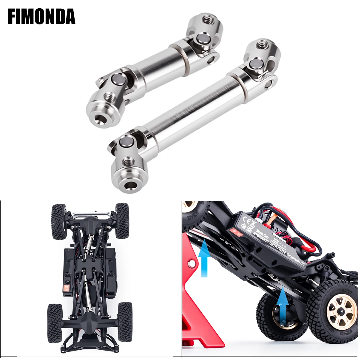 Stainless Steel Drive Shaft for Axial SCX30 1/30 - Upgrade Parts for Ford Bronco, Jeep Wrangler JLU, Chevrolet K10 RC Crawler