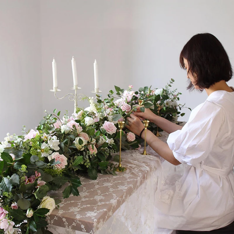 300/200 سنتيمتر الفاخرة الأبيض الورد الأخضر ورقة زهرة صف الزفاف الجدول محور الزهور خلفية جدار أقواس ديكو مرحلة الحفلات الأزهار #2