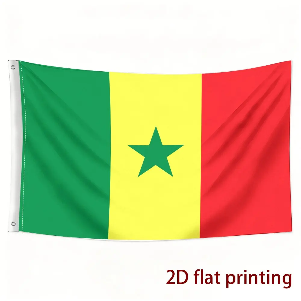 Senegal Flag Single-Sided Printed Banner, National Team Cheer Flag for Sports Events, Football Games, Parades