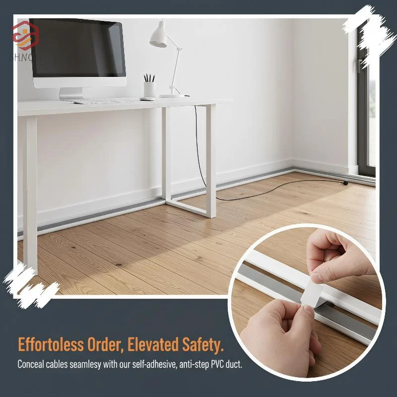 1PC 5M Anti-extrusion Floor Cord Cover Self-Adhesive Power Extension Wiring Duct Cable Protector Home Outdoor Wire Organizer