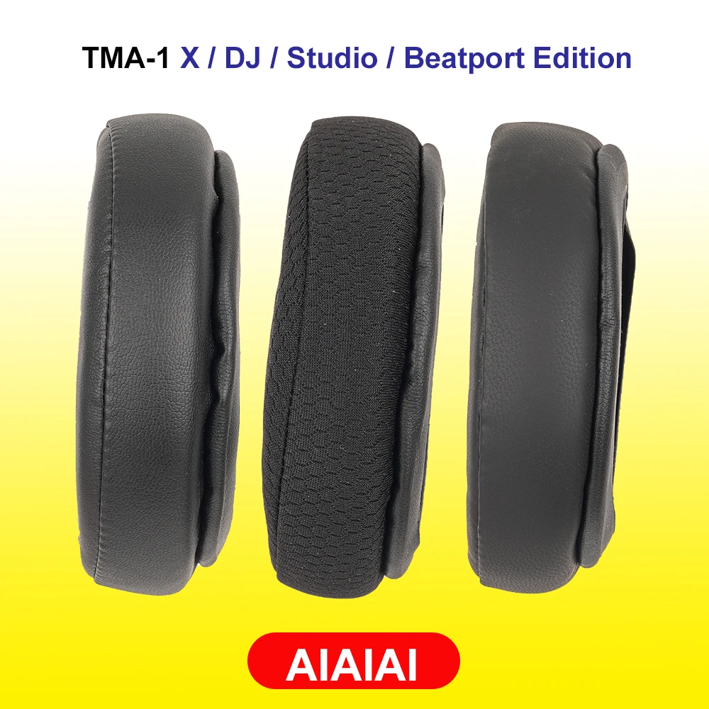 Almohadillas redondas TMA1 para auriculares AIAIAI TMA-1 X / DJ / Studio / Beatport Edition, tela de malla transpirable, piel sintética de oveja