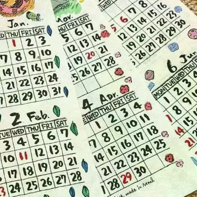 2027 Hanging Wall Calendar With Cute Hand Drawn Cartoon Patterns Perfect For Creative Home Decoration Holiday Gifts
