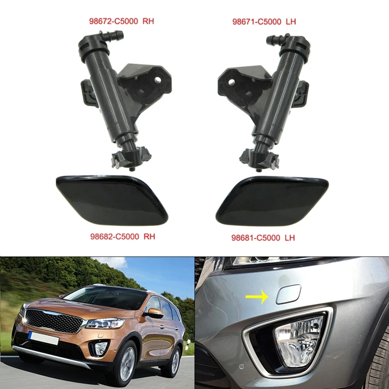 Headlight Washer Nozzle Head Light Lamp Cleaning Spray Pump+ Cover Cap for KIA Sorento UM 2015 -2018 98671 C5000 (Left)