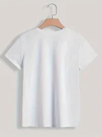 Paris Women Print T-shirt Girl Short Sleeve Crew Neck Casual Top for Summer & Spring, Women's Clothing - Image 2