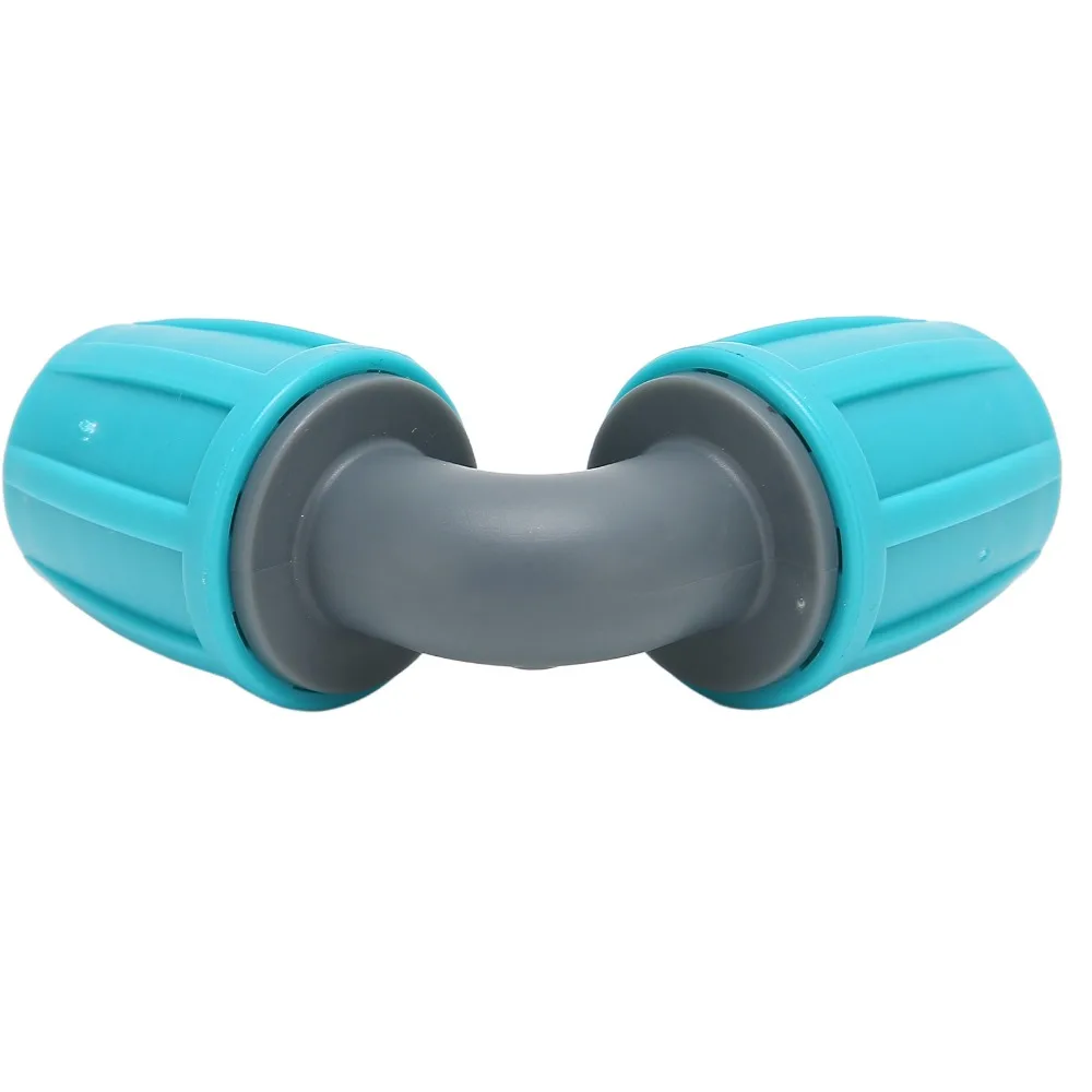 10PCS 16mm Connection Diameter Drip Irrigation Elbow Fittings 90 Degree Blue and Gray Drip Line Lock Barbed Connector