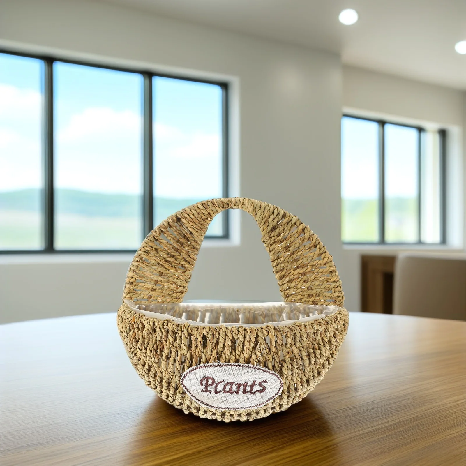 

Simulated Straw Flower Pot Woven Hanging Basket Planter Vessel Garden Home Decor Plants Storage Display