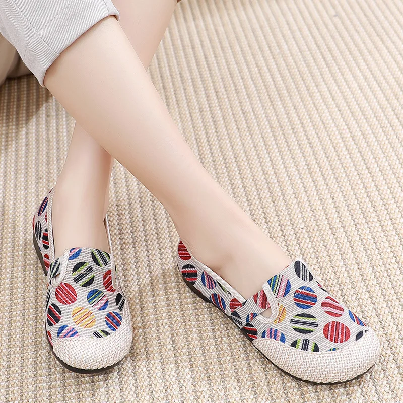 

Summer Ladies Casual Comfort Bohemian Slip On Lazy Shoes Female Womens Flat Slip On Canvas Strap Loafers Fisherman's shoes