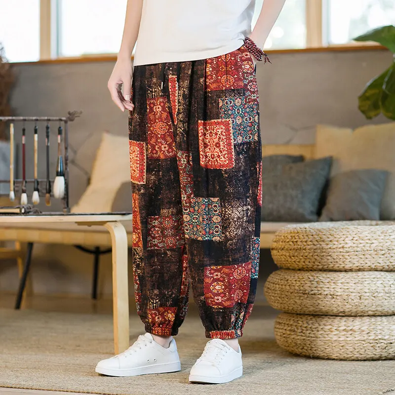 

Streetwear Men Casual Harem Pants Joggers Trousers Male Harajuku Style Baggy Pants Vintage Men Wide Leg Pants Big Size 5XL