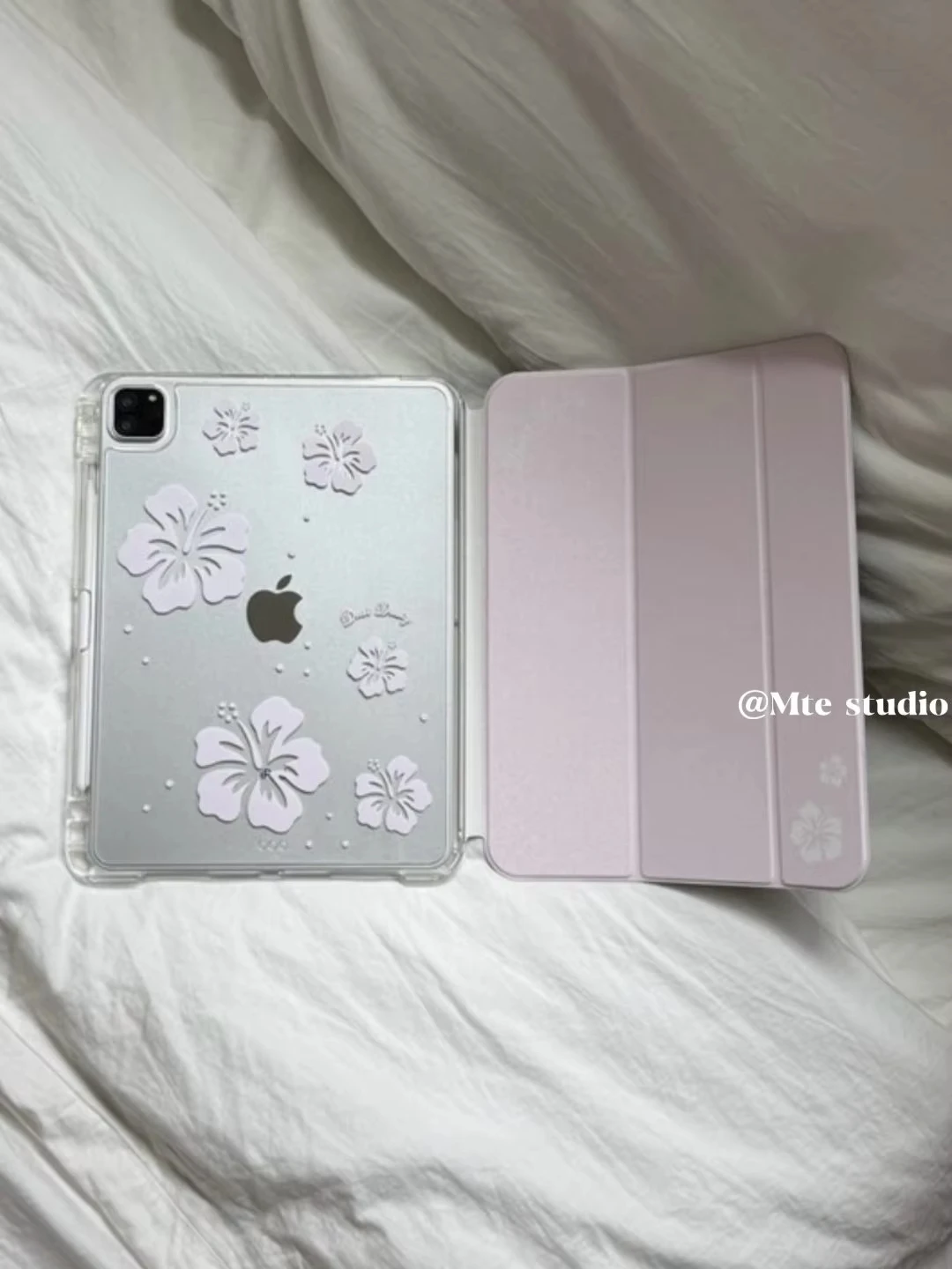 Korean Pink Cherry Blossom Girl Y2K Tablet Case For iPad Pro 11 12.9 13 A16 M2 M4 M3 M5 5/6/7/8/9/10/11th Mini Air 3 4 5 6 Cover