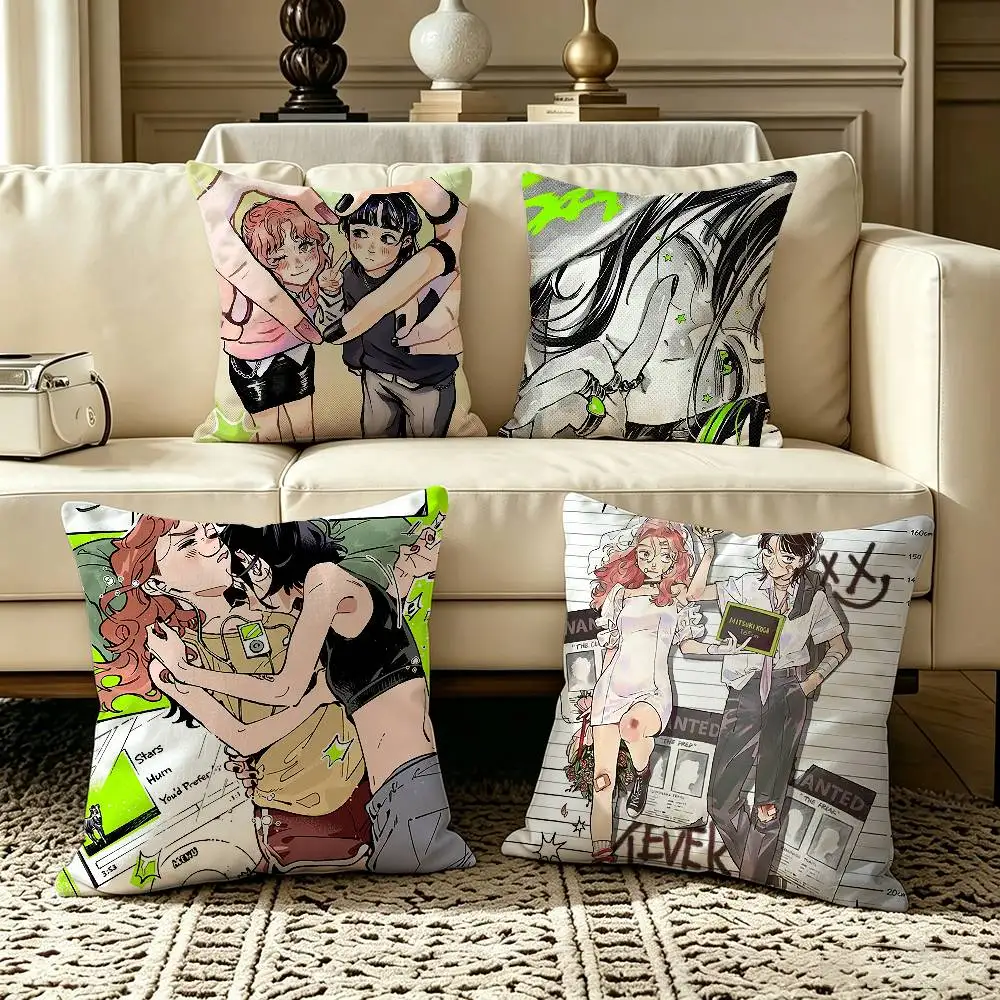 Comic-c Strip-p KiniOto Green Yuri  Pillow Case Square Double-Sided Sofa Cushion Cover Bedroom Bedside Pillow