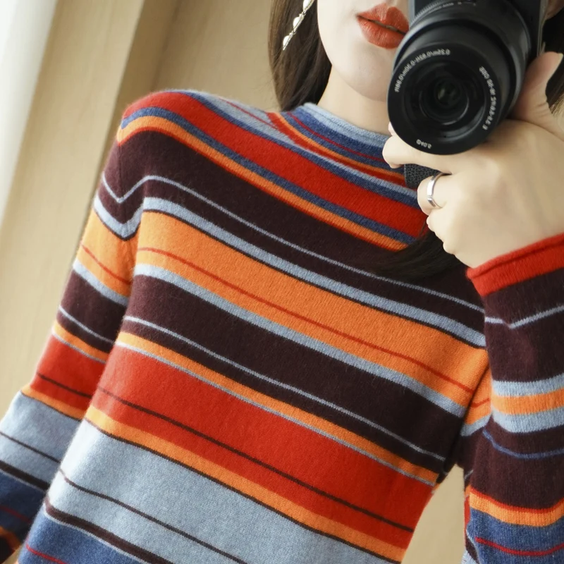 Jersey largo de punto Sve Crew Ne para mujer, suéter holgado para primavera y otoño, capa Base de cuello alto, ropa interior irt