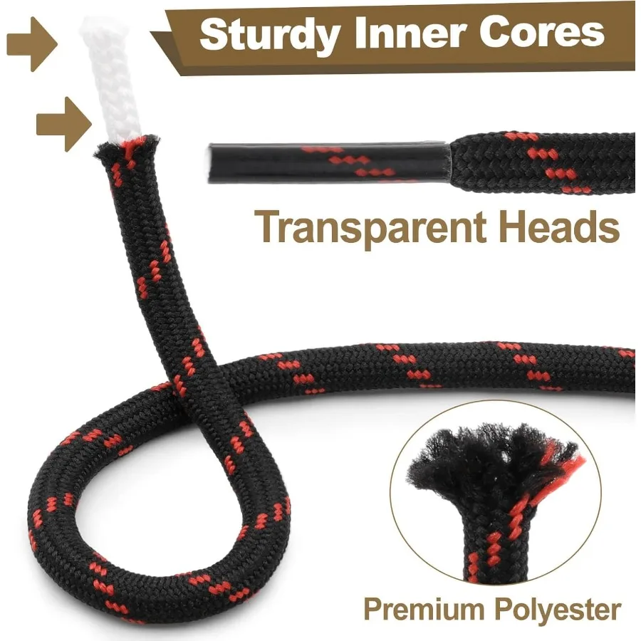 أربطة أحذية العمل المستديرة: أربطة أحذية المشي لمسافات طويلة شديدة التحمل للأحذية 2 P