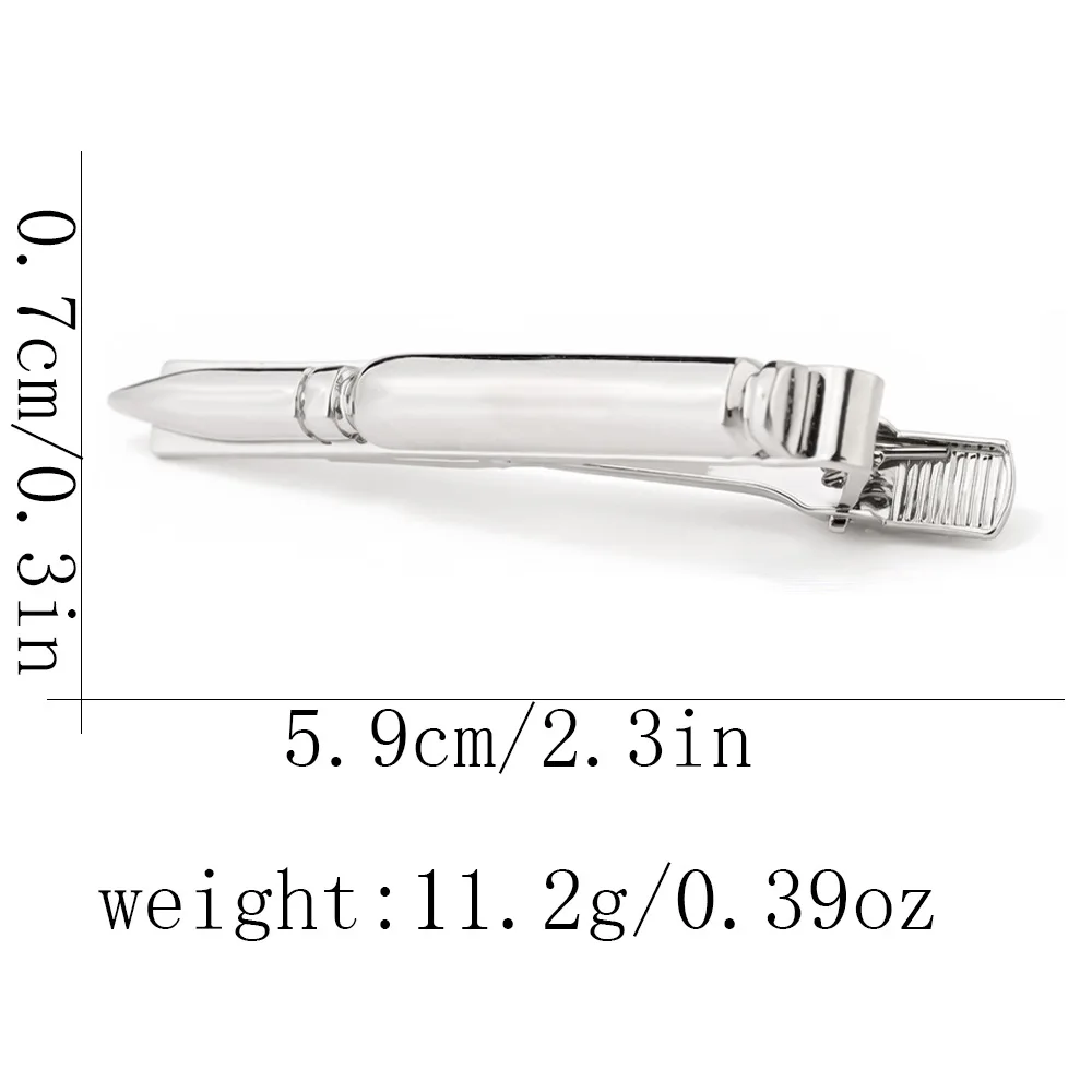Creative Rifle Bullet Shaped Tie Clip Men's Personalized Metal Collar Clip Fashionable Formal Suit Tie Fixing Pin