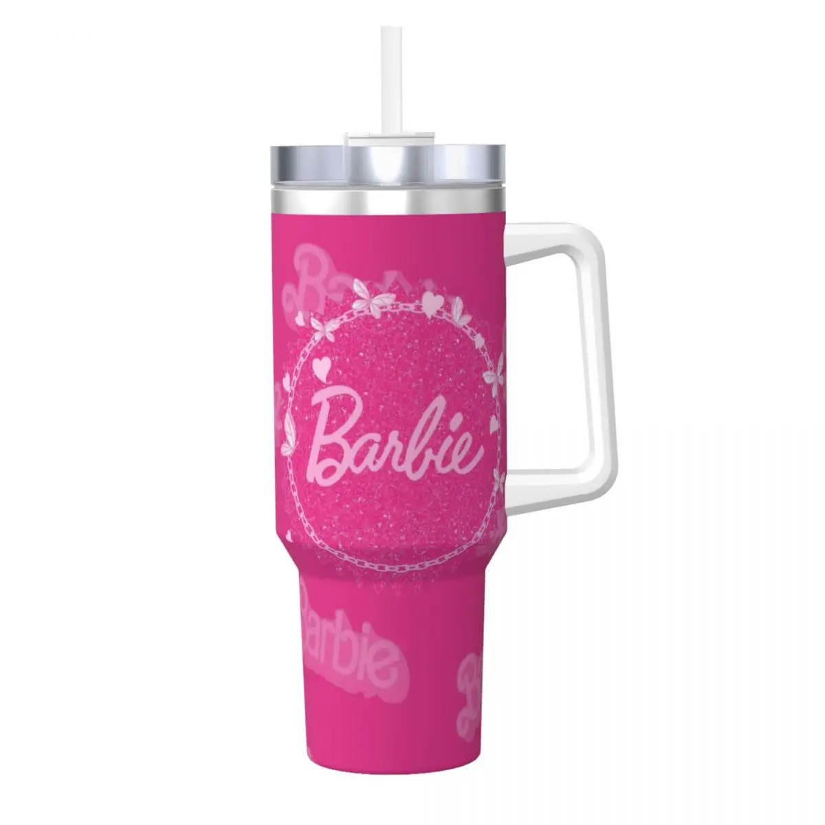 Barbie 40 oz Tumbler with Handle and Straw Lid Stainless Steel Insulated Tumblers Travel