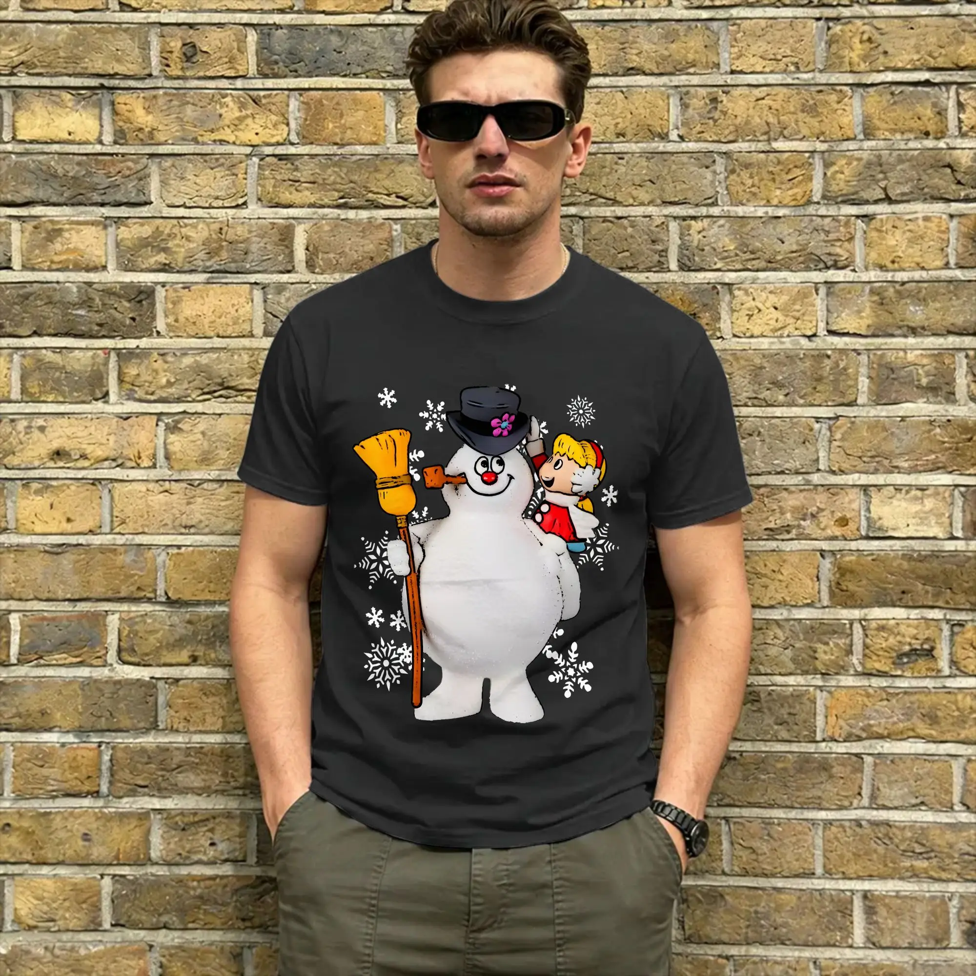 Snowman Frostys T Shirt Summer Frostys and Karen Harajuku T Shirts Men's Pure Cotton O-Neck Plus Size 5XL Top Tees Short-Sleeve