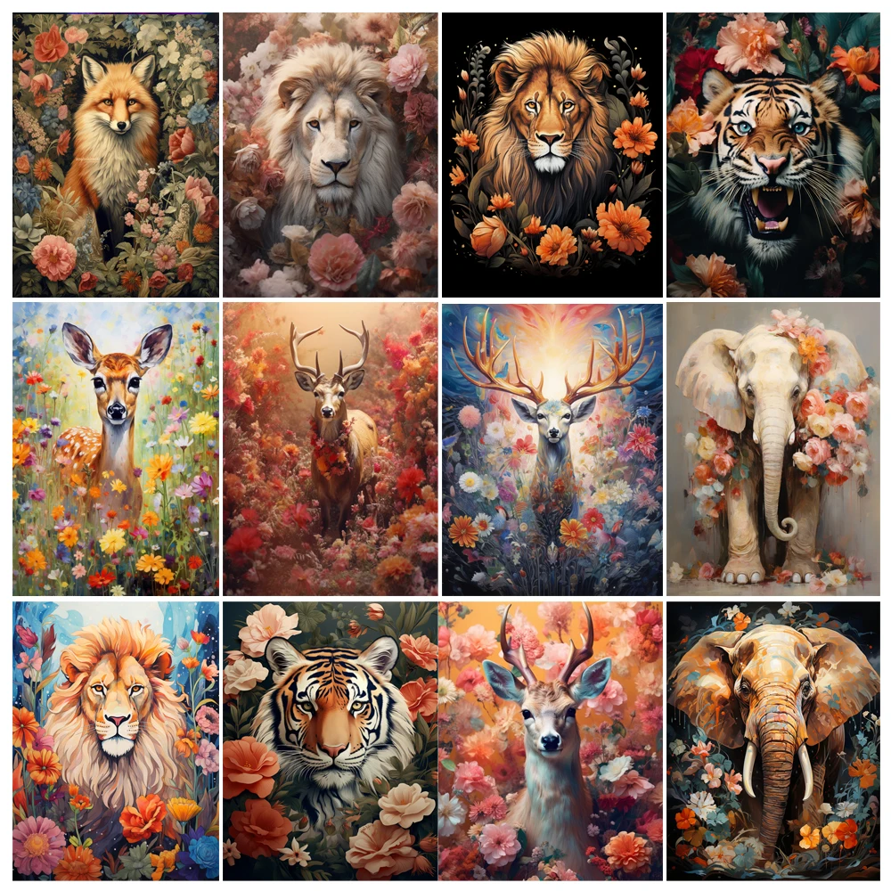 Painting By Numbers Hand Drawn Style Animals Adult Kit Seascape DIY Acrylic Paint Canva Artwork Canva Art Gift Home Decorate
