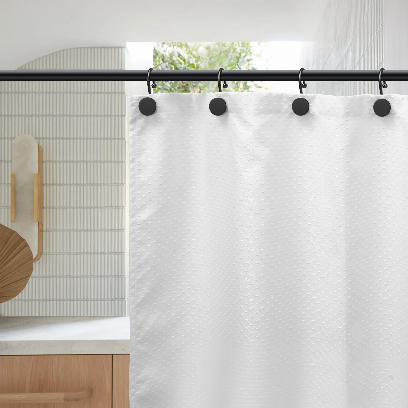 12Pcs Iron Shower Curtain Hooks Black Minimalist Heavy Duty Bathroom Curtain Hanger Hooks for Shower Towel Robe Hanging Decor