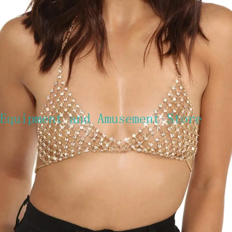 Y1uc Vacation Leisure Nightclub Catena toracica Body Artificiale Diamond Crystal Chain Top Reggy Catena