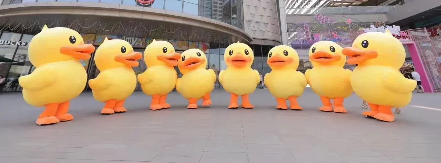 نفخ بطة صفراء التميمة لطيف شخصية الكبار لطيف جديد بطة زي التميمة ملابس تنكرية للهالوين زي بدون بطارية