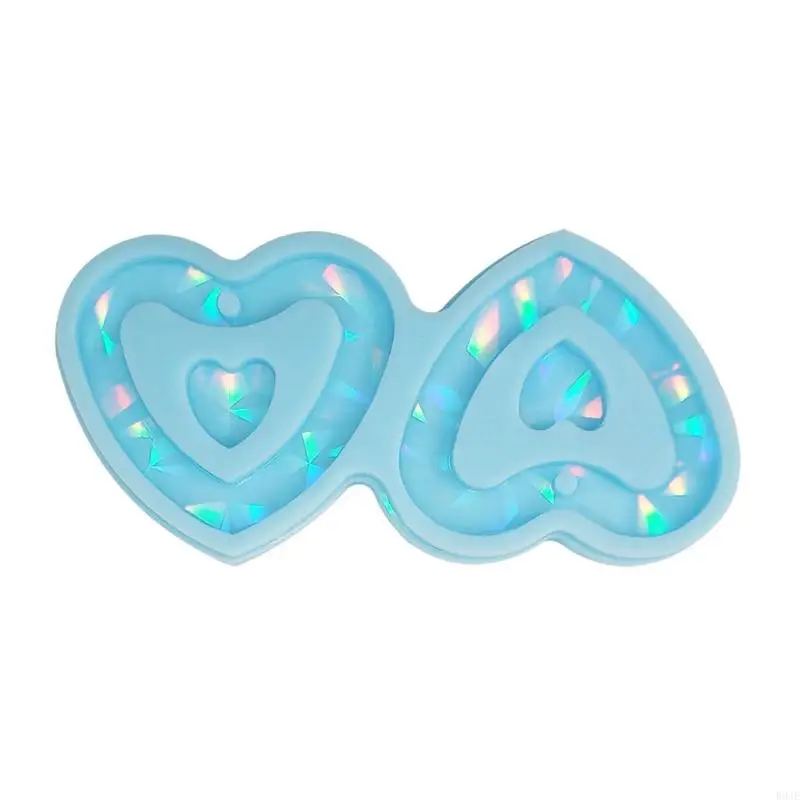

R9JE Silicone Pendant Mold Hollow Heart Resin Pendant Earring Mold Craft
