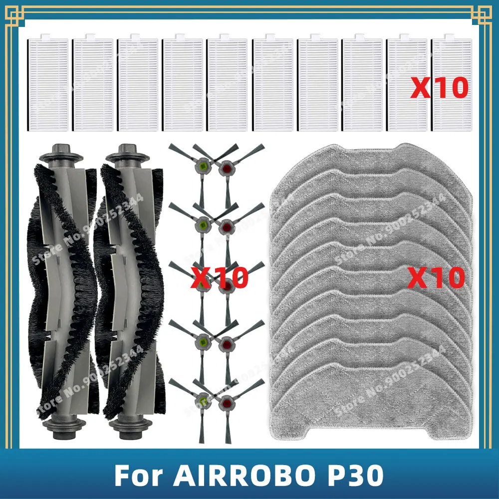 Peças de reposição para AIRROBO P30, Escova Lateral Principal, Filtro Hepa, Mop Cloth, Compatível com Airroo P30