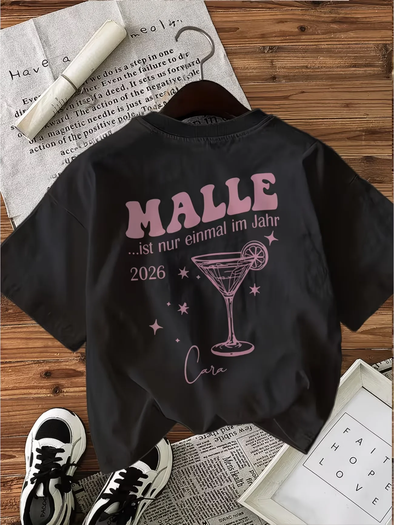 Malle 2026 Lettering T-Shirt Funny Travel Quote Graphic Tee Summer Short Sleeve Cute Cocktail Art Design Casual Fashion Tops