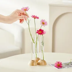 Household Plastic Test Tube Clear Vase Space-Saving Bonsai Transparent Hydroponic Vase Tabletop Decoration Plants Flower Pot