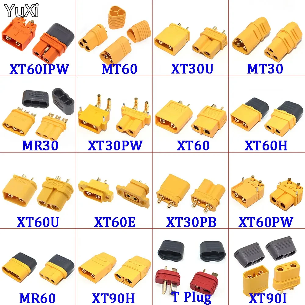 YuXi XT90H XT60 XT60H XT30 XT30U MR30 MR60 MT30 MT60 XT60H XT60W XT60PW XT30PW T-type Plug Lithium Battery Socket Connector