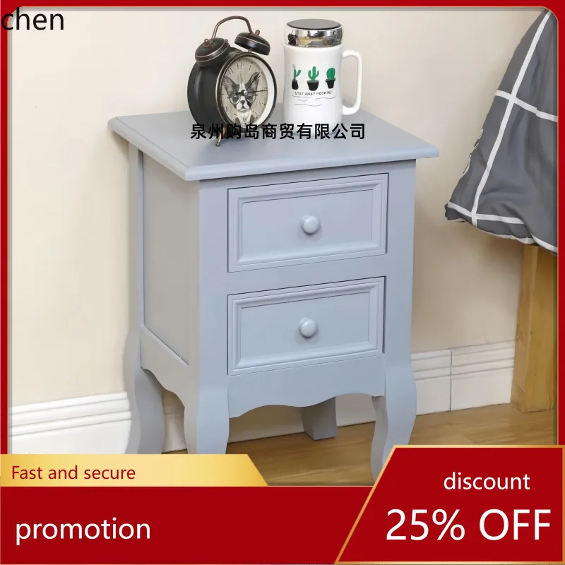 

HT Lacquered Bedside Table Creative Solid Wood Bedroom Drawer Multi-Functional Storage 2-Drawer Cabinet