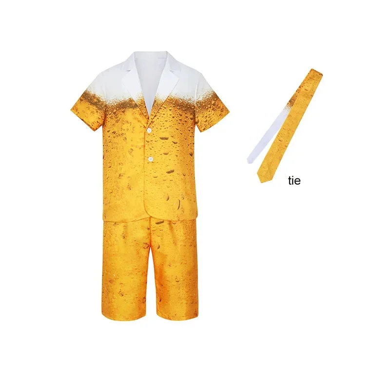 ผู้ชาย Oktoberfest ชุดเครื่องแต่งกายผู้ใหญ่เบียร์บาวาเรียคอสเพลย์ชุดแฟนซีสีเหลือง Carnival Party Fantasia ฮาโลวีนบทบาทเสื้อผ้า