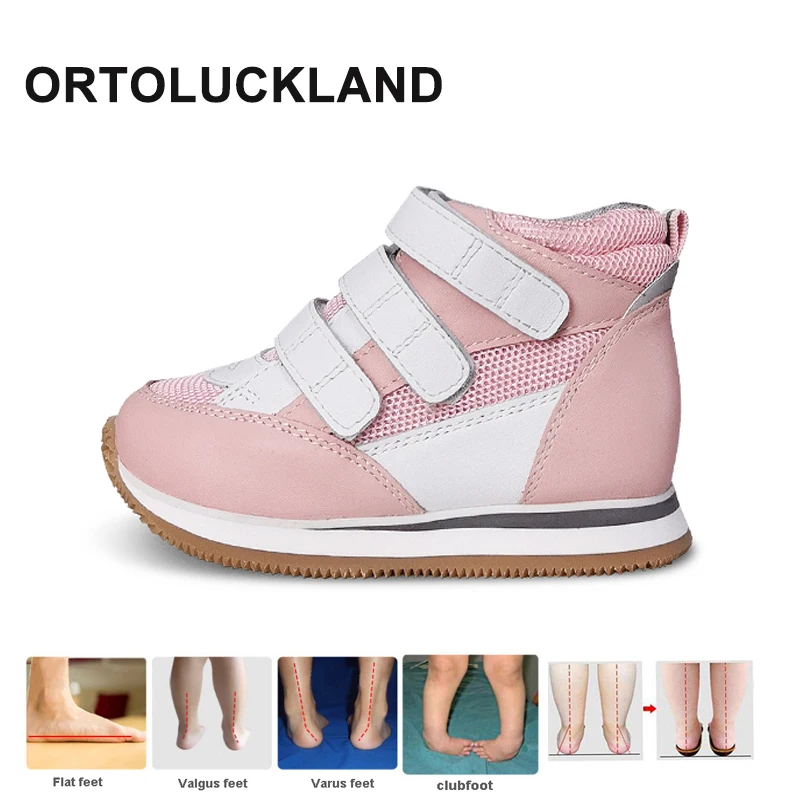 Children Shoes Girls Orthopedic Walking Boots For Kids Toddler Clubfoot Tiptoe Varus Pink Genuine Leather Ankle Footwear