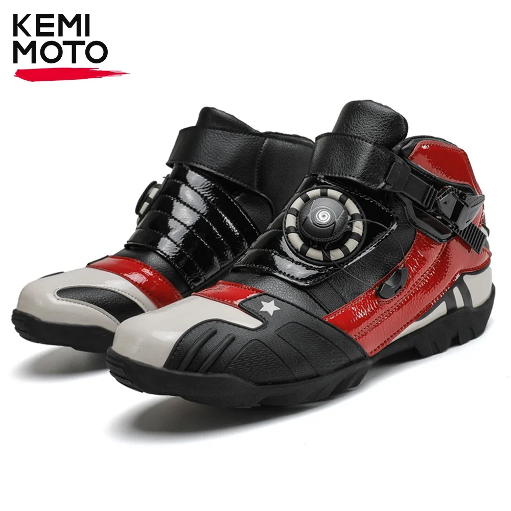 

Motorcycle Riding Men Boots Motobike Ankle Shoes Motorcross Men Breathable Boots Off-road Boots Anti-slip Outdoor Black Durable