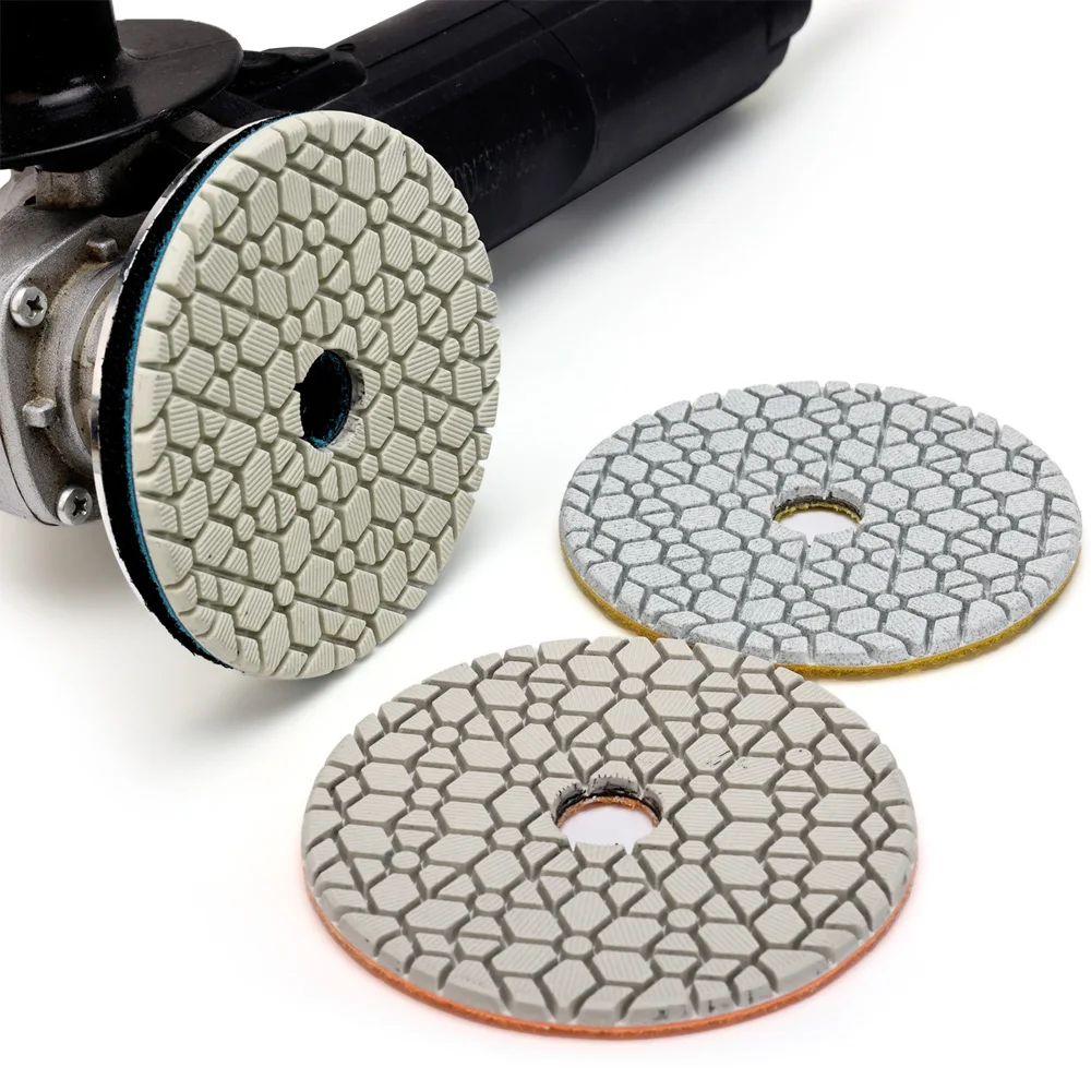 3 Passaggi1-3 #   Tamponi per lucidatura diamantati da 4 pollici Dischi abrasivi per levigatura in marmo, pietra di granito umido/secco, con supporto a gancio e anello da 100 mm