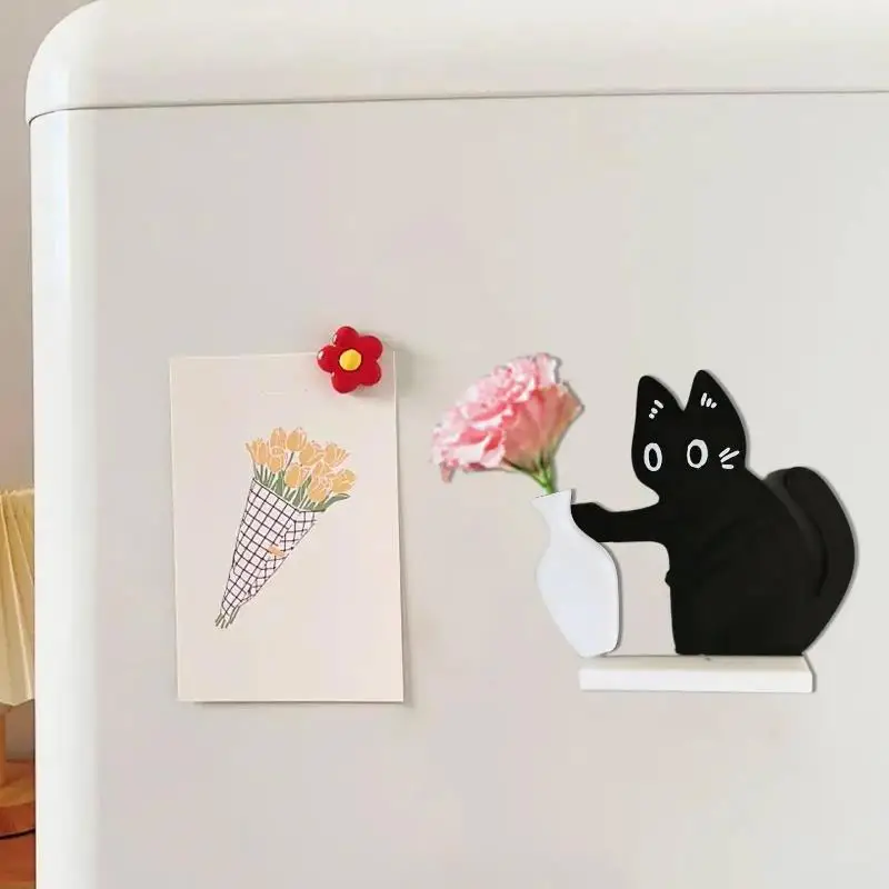 Jarrón de gatito impreso en 3D, figura Simple bonita, decoración de escritorio, imanes para refrigerador