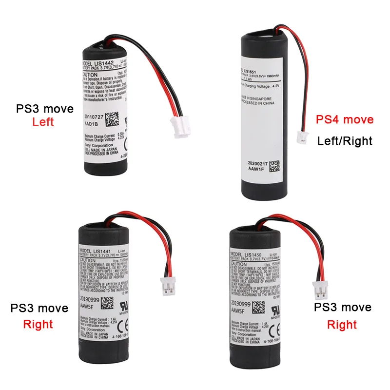 Spiel-Lithium-Batterie LIS1441 LIS1442 LIS1450 LIS1651 für Sony PS3 Move PS4Move Game Motion Controller Links/rechts Hände Batterien