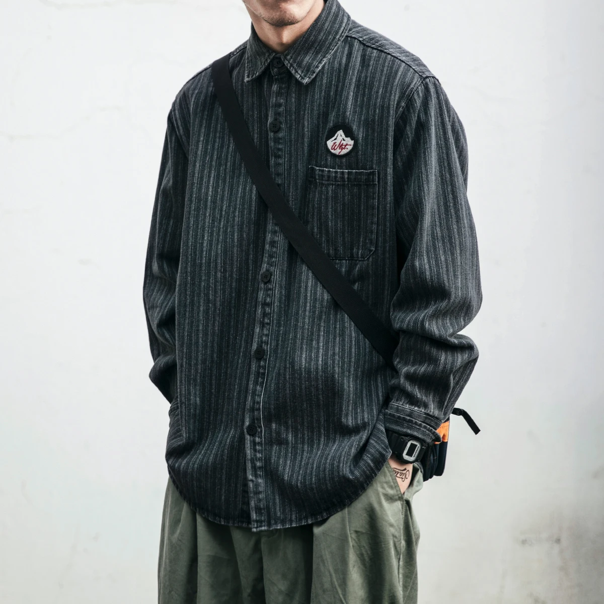 

Japanese Style Heavyweight Trendy Striped Men's Long Sleeve Shirt Spring Summer Loose Fit Versatile Top for Couples Students