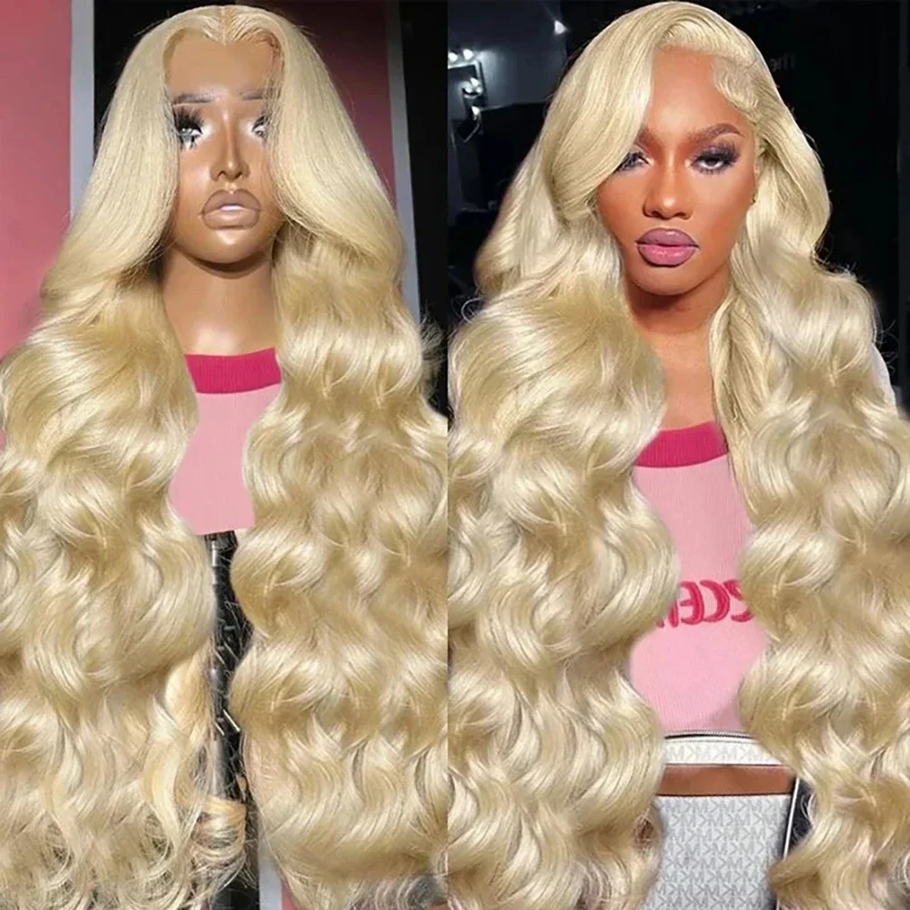 

613 Honey Blonde 13x6 HD Transparent Lace Frontal Wigs 46 Inch Body Wave Brazilian Pre Plucked Wig 100% Human Hair Wig For Women