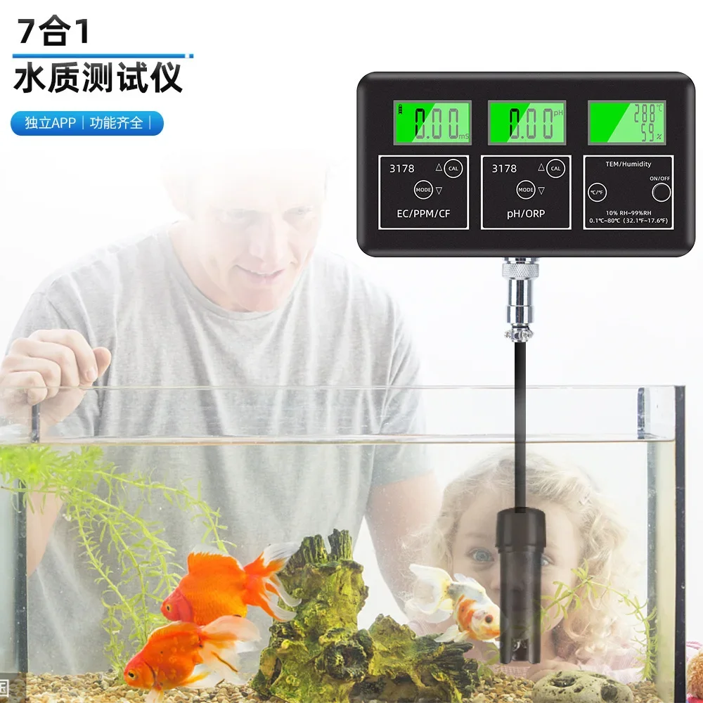 

BLE-3178 7-in-1 water quality detector PPM/EC/CF/PH/ORP/temperature and humidity water quality analyzer