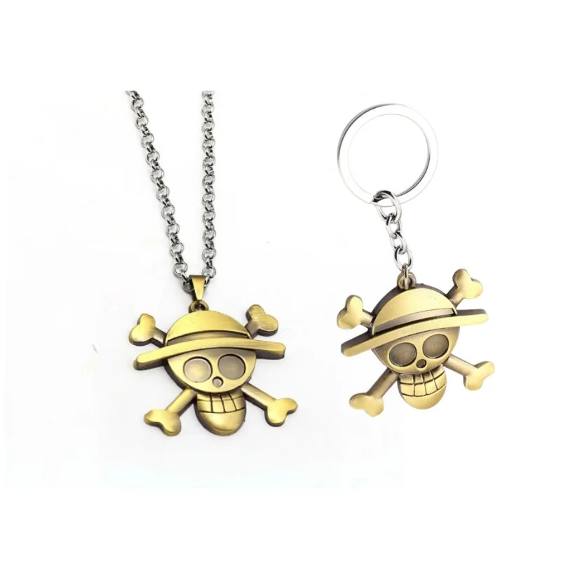 

One Skull Necklace Straw Hat Pirates Piece Crew Luffy Choker For Man Gift Chaveiro Anime Keychain Souvenir 10pc/Lot