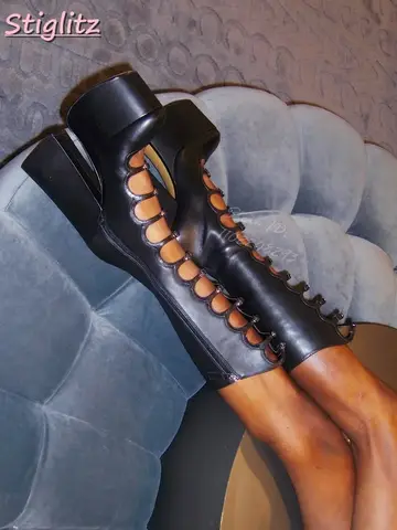 Buckle Straps Platform Boots Round Toe Pink Sweet Girl High Heels Sandals Side Zipper 2025 Women Mary Janes Square Heels Lolita